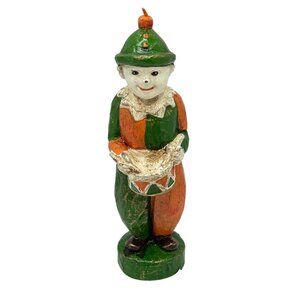 Villeroy & Boch Vtg Boy Clown Candle Brown/Green 7.5" Tall Handpainted NOS